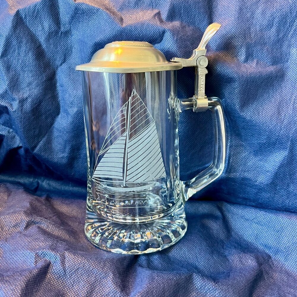Vintage  Old Spice Beer Stein    W Germany With Pewter Lid Etched Sailboat